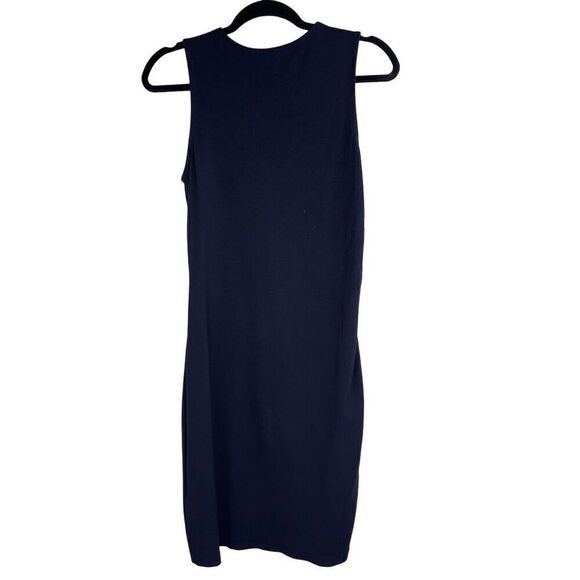 Club Monaco Navy Blue Ruched Pullover Crew Neck Sleeveless Dress Size M - Picture 3 of 9